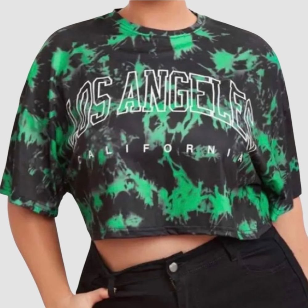 Shein kaos Crop top TIE DYE Kaos oversize Los Angeles Size L